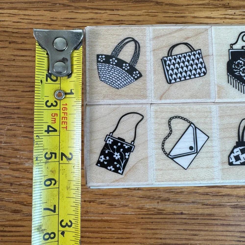 Hero Arts Little Purses Wood Mounted Rubber Stamp Set LL729 6 Designs 2002 NEW